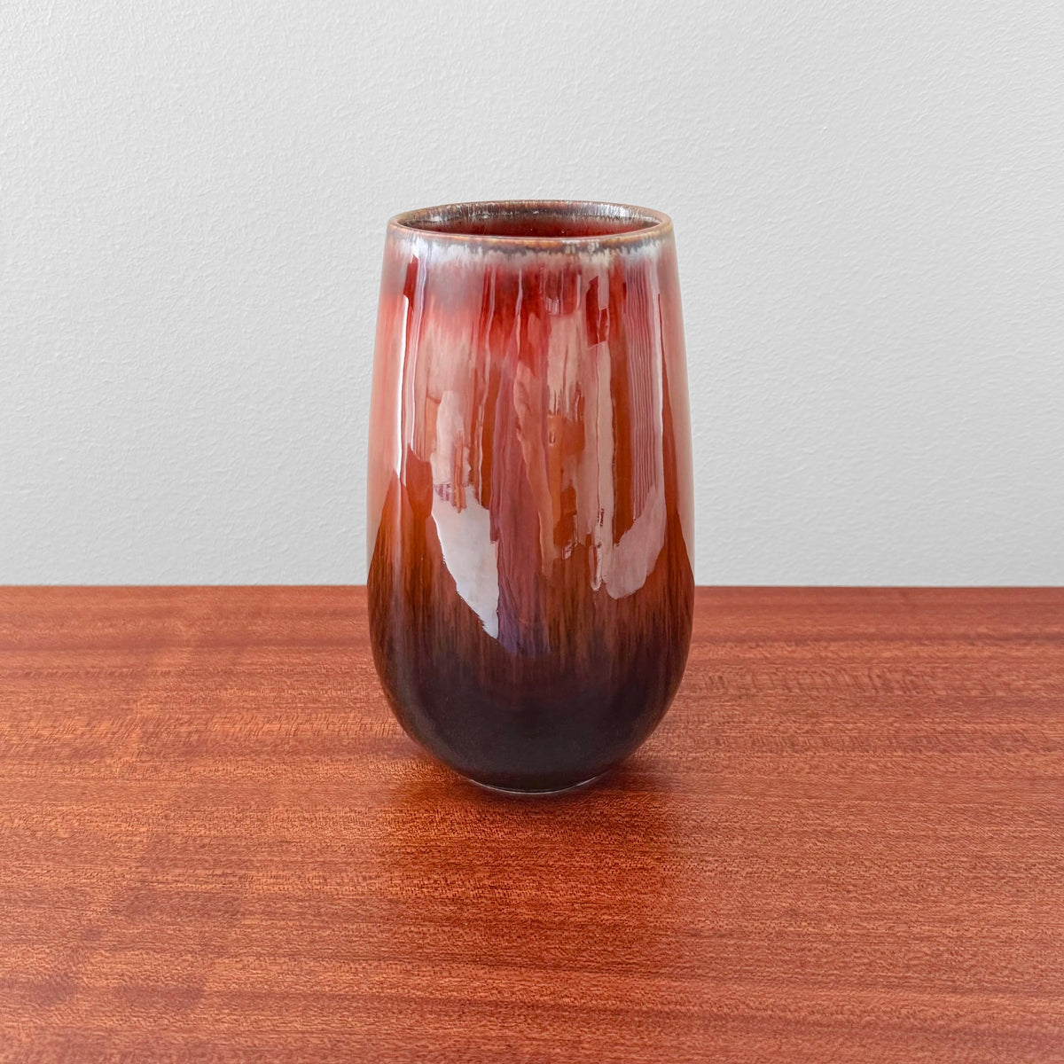 Carl-Harry Stålhane Rörstrand SBK Stoneware Vase in brown and black ceramic glaze, showcasing vintage Nordic craftsmanship with a glossy finish and elegant shape.