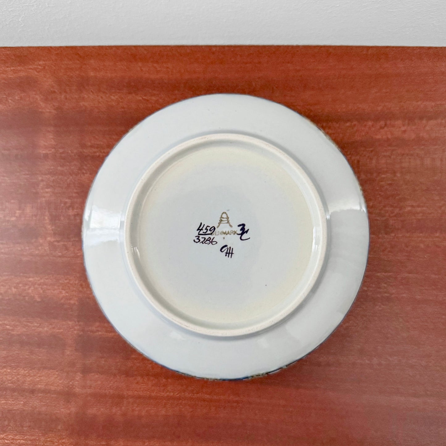 Grete Helland-Hansen Royal Copenhagen Tenera Decorative Dish (459/3286) underside showing the Aluminia maker mark and model number on white ceramic