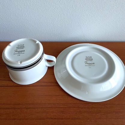 Arabia Finland Faenza Black Tea Cup with Saucer