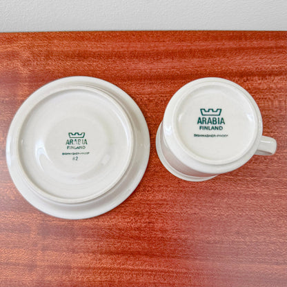 Arabia Finland Fennica Coffee Cups with Saucers
