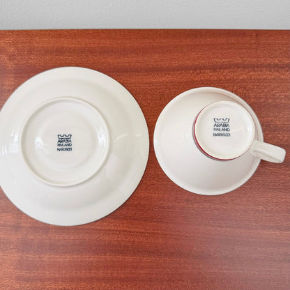Arabia Finland Harlekin Red Hat Tea Cup with Saucer