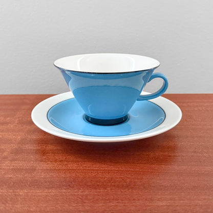 Arabia Finland Harlekin Turquoise Tea Cup with Saucer