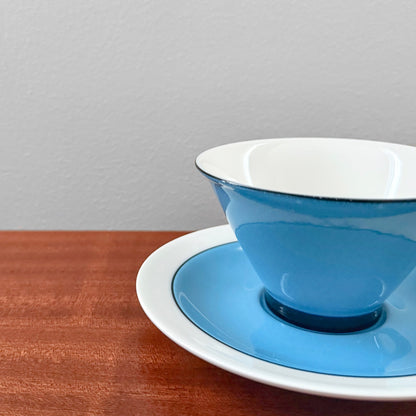 Arabia Finland Harlekin Turquoise Tea Cup with Saucer