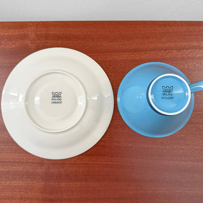 Arabia Finland Harlekin Turquoise Tea Cup with Saucer