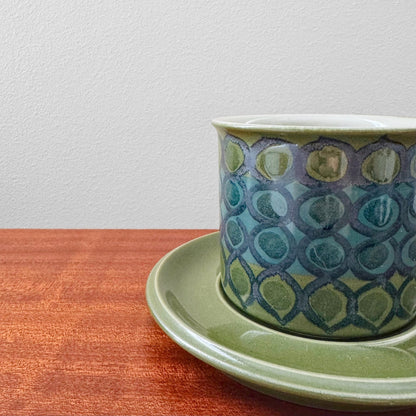 Arabia Finland Hilkka-Liisa Ahola Large Green Mug with Saucer