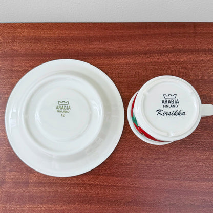 Arabia Finland Kirsikka Coffee Cup Trio Set