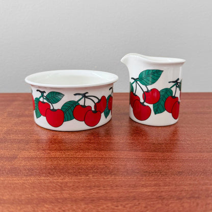 Arabia Finland Kirsikka Sugar Bowl and Creamer