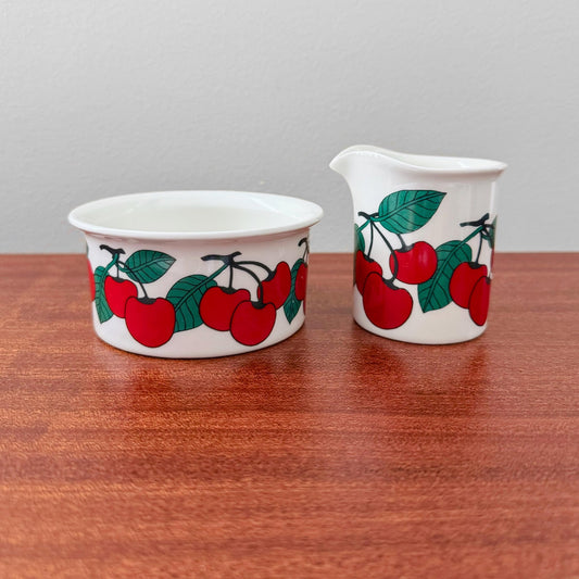 Arabia Finland Kirsikka Sugar Bowl and Creamer