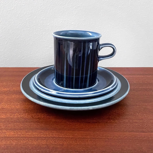 Arabia Finland Kosmos Blue Coffee Cup Trio Set