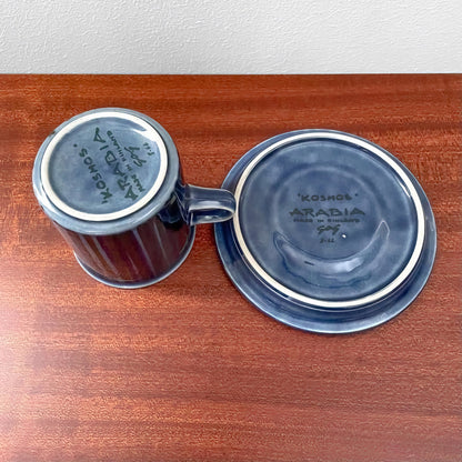Arabia Finland Kosmos Blue Coffee Cup Trio Set
