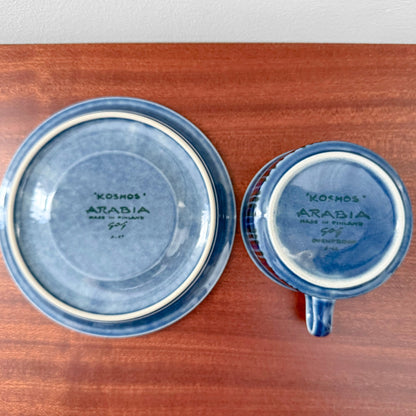 Arabia Finland Kosmos Blue Tea Cup with Saucer