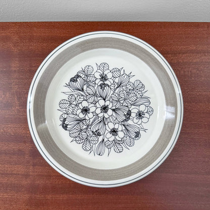 Arabia Finland Krokus Black and White Grey Rim Cake Plate