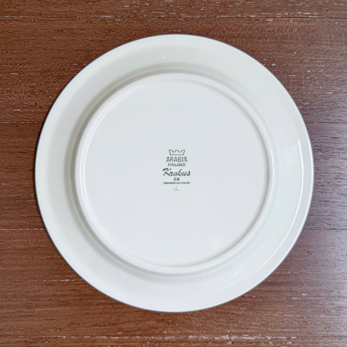 Arabia Finland Krokus Black and White Grey Rim Dinner Plate