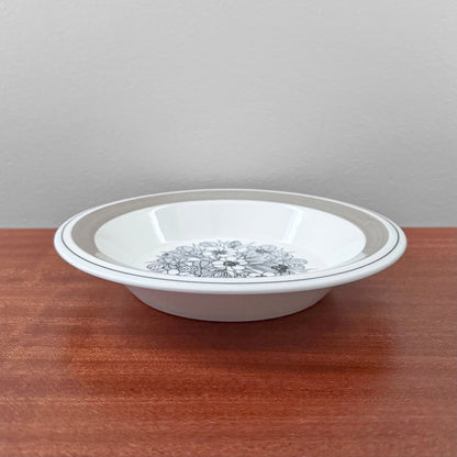 Arabia Finland Krokus Black and White Grey Rim Soup Plate