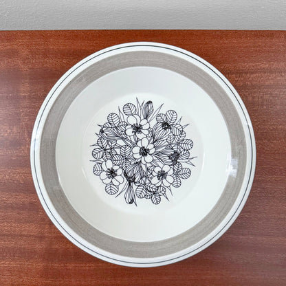 Arabia Finland Krokus Black and White Grey Rim Soup Plate