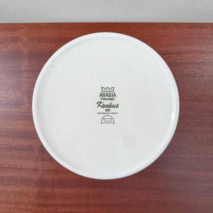 Arabia Finland Krokus Black and White Grey Rim Serving Bowl