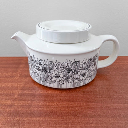 Arabia Finland Krokus Black and White Teapot