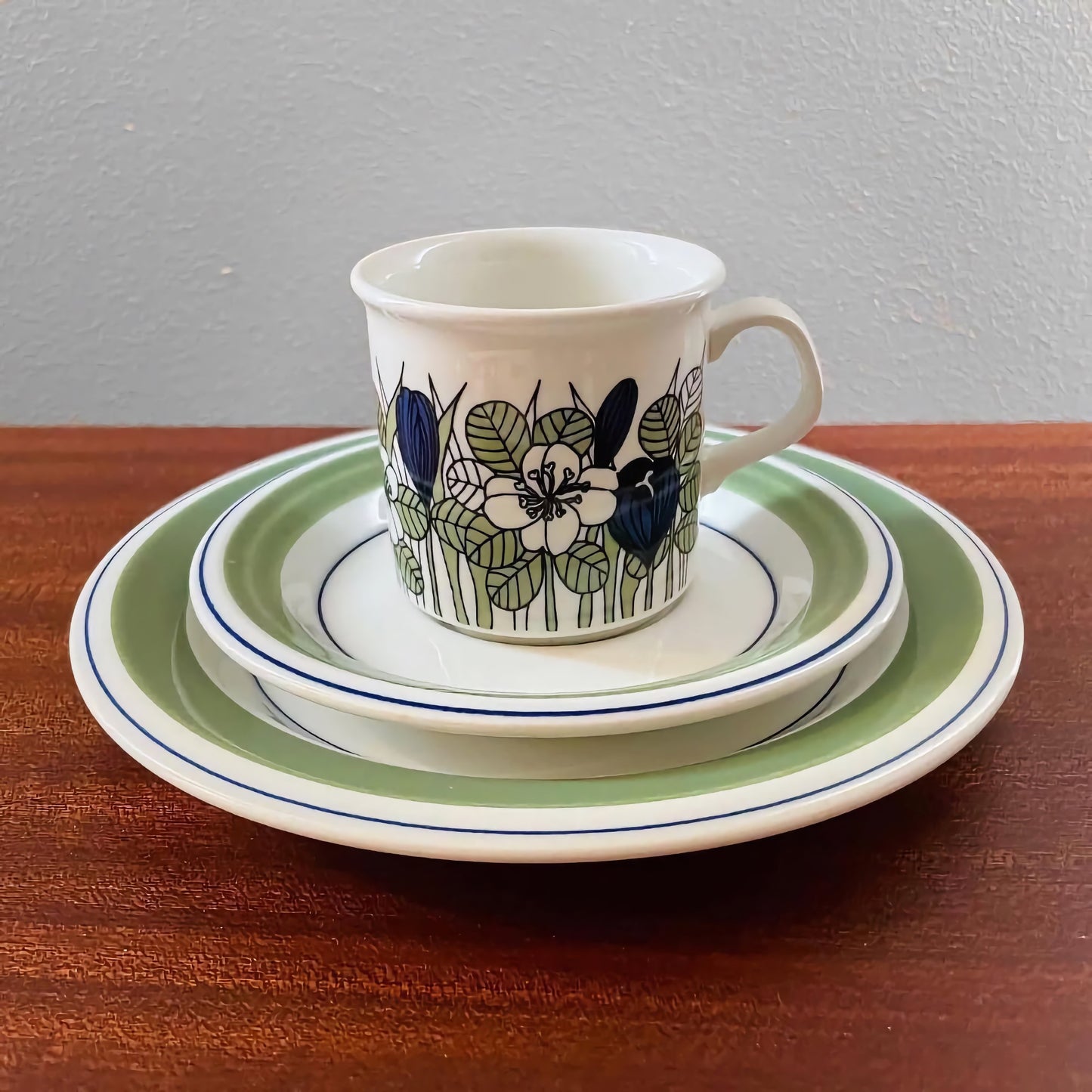 Arabia Finland Krokus Coloured Espresso Cup Trio Set