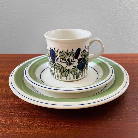 Arabia Finland Krokus Coloured Espresso Cup Trio Set