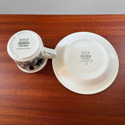Arabia Finland Krokus Coloured Espresso Cup Trio Set