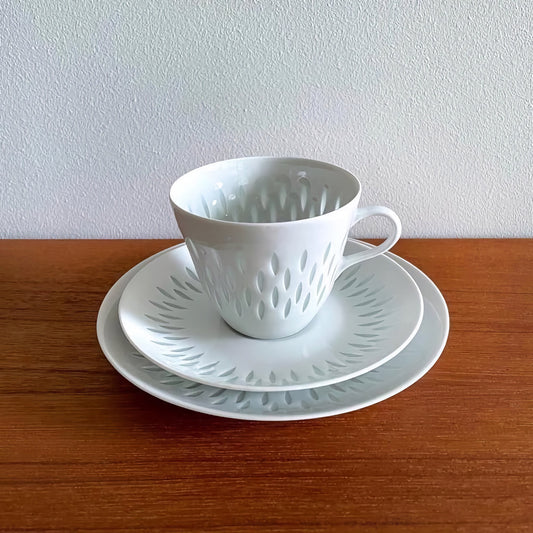 Arabia Finland Rice Porcelain Coffee Cup Trio Set
