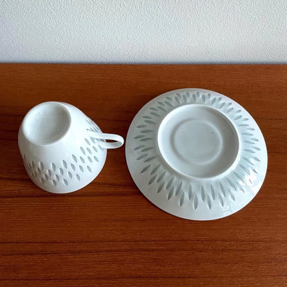Arabia Finland Rice Porcelain Coffee Cup Trio Set