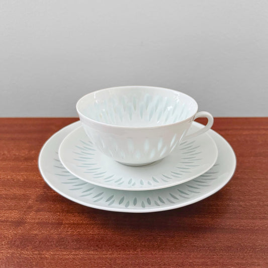 Arabia Finland Rice Porcelain Tea Cup Trio Set
