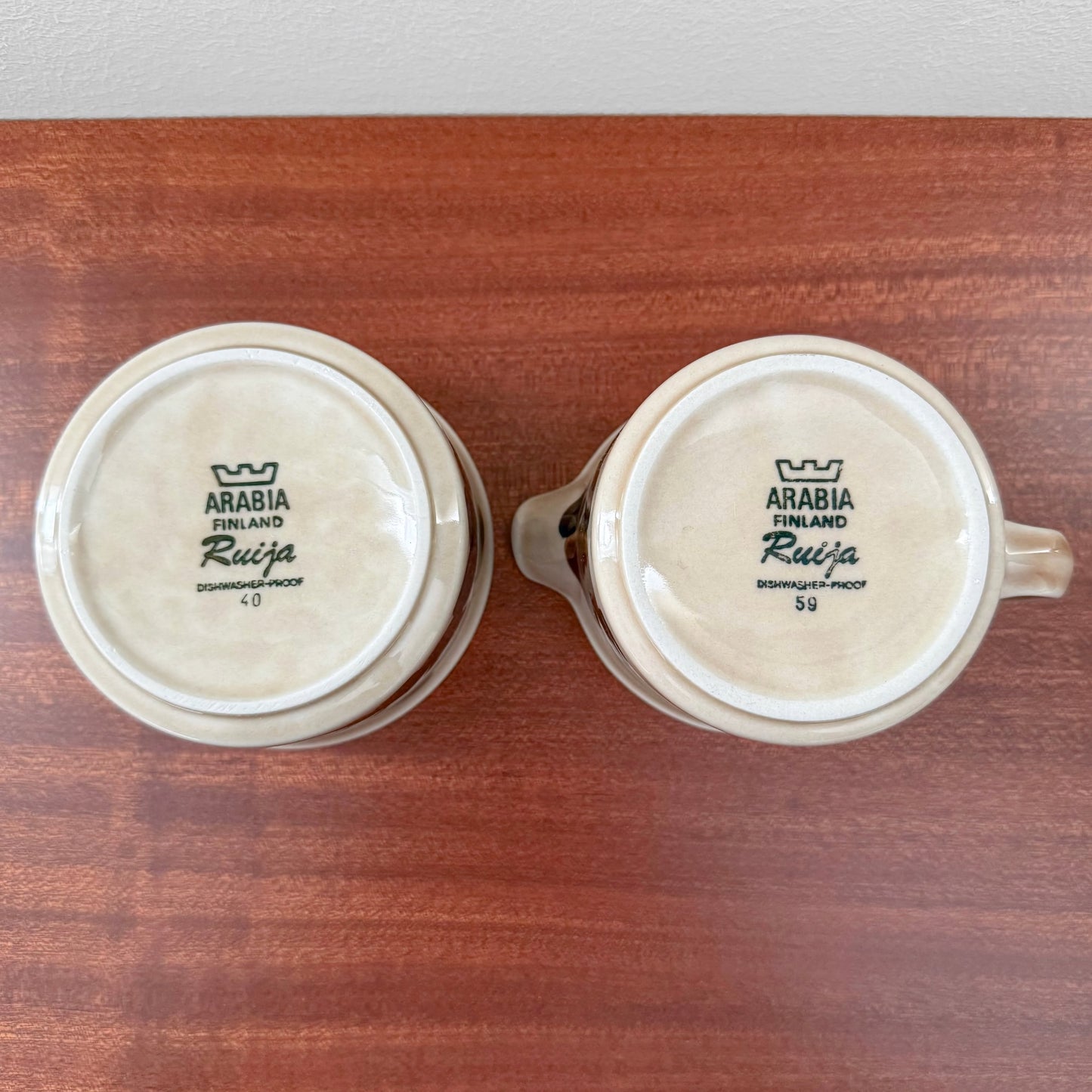 Arabia Finland Ruija Sugar Bowl and Creamer