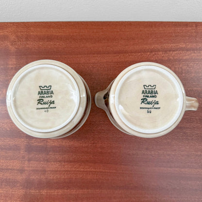 Arabia Finland Ruija Sugar Bowl and Creamer