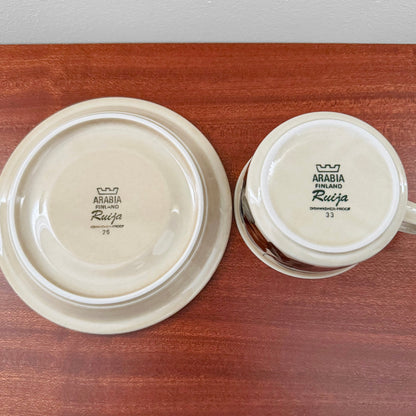 Arabia Finland Ruija Tea Cup Trio Set