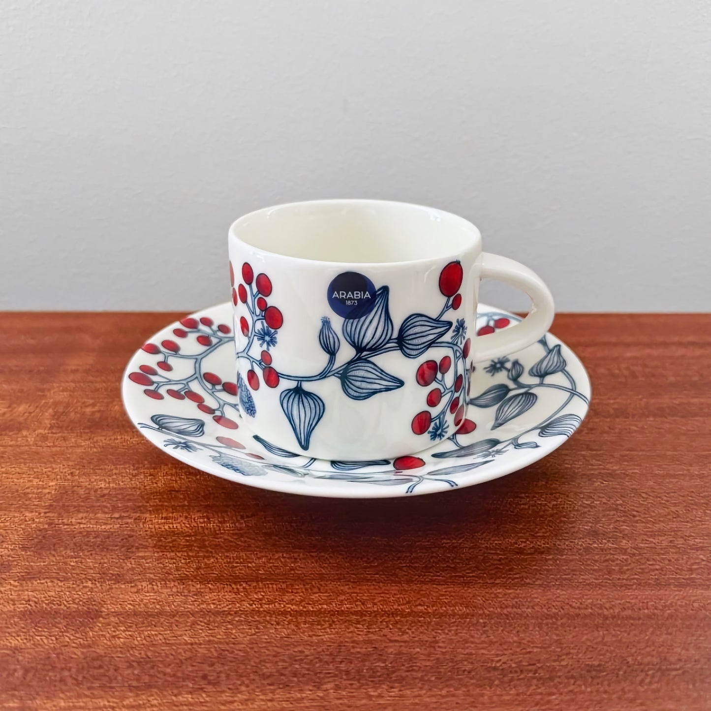 Arabia Finland Runo Frostberry Tea Cup with Saucer
