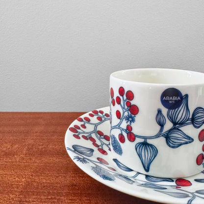 Arabia Finland Runo Frostberry Tea Cup with Saucer