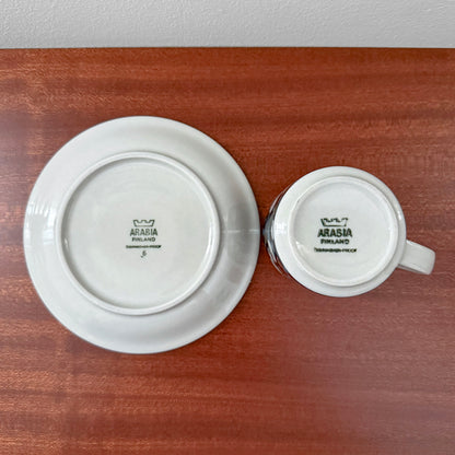 Arabia Finland Taika Coffee Cup with Saucer
