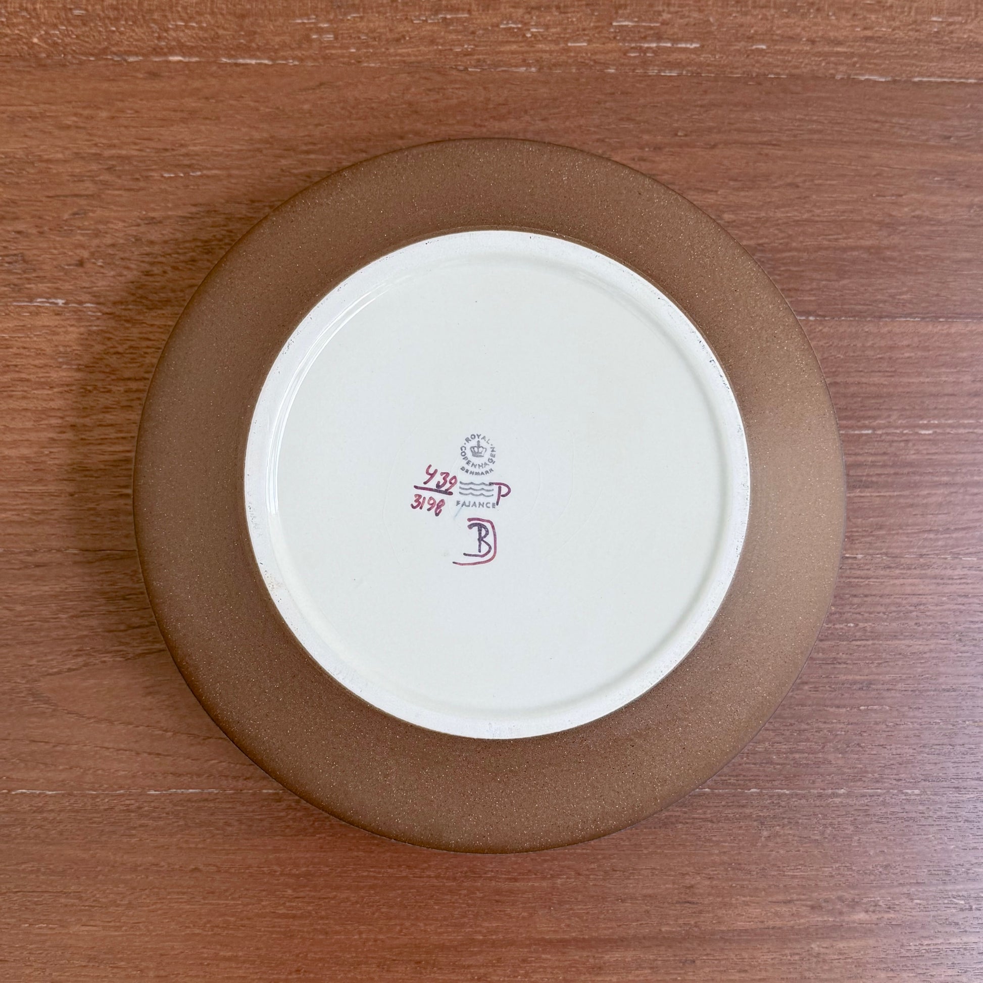 Berte Jessen Royal Copenhagen Tenera Large Decorative Bowl (439/3198) underside showing maker mark on brown ceramic base