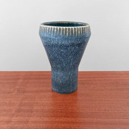 Carl-Harry Stålhane Rörstrand SGZ Stoneware Vase in blue glazed ceramic vintage Nordic home decor vase