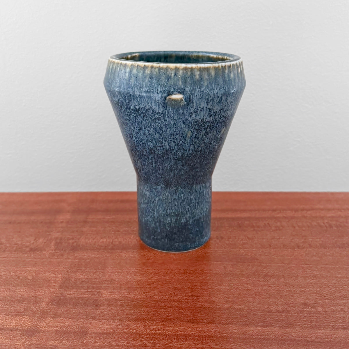 Carl-Harry Stålhane Rörstrand SGZ Stoneware Vase in blue glazed ceramic with a textured finish for vintage Scandinavian home decor