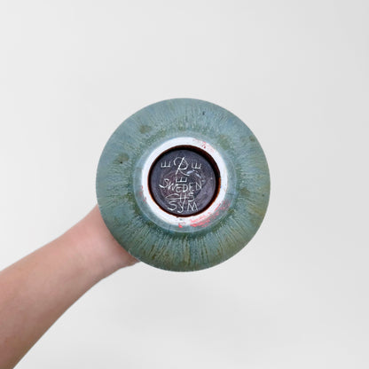Carl-Harry Stålhane Rörstrand SYM Pale Blue Stoneware Vase, underside showing maker's mark and pale blue ceramic glaze