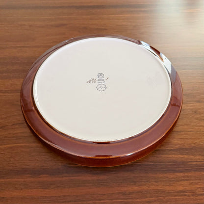 Ellen Malmer Royal Copenhagen Baca Large White-Brown Decorative Dish (635/3293) showing cream underside and brown glazed rim with maker backstamp
