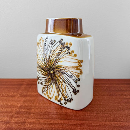 Ellen Malmer Royal Copenhagen Baca Vase (635/3121) in ceramic with stylised floral motif and brown neck