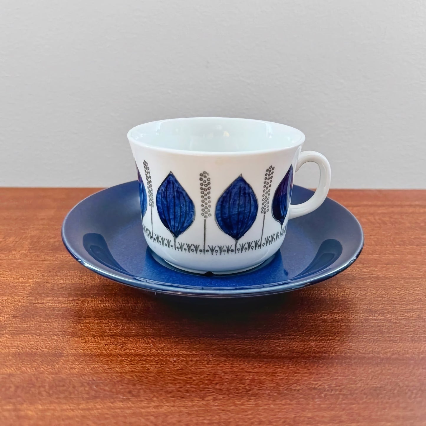 Upsala-Ekeby/Gefle Groblad Blue Tea Cup with Saucer