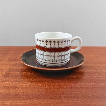 Upsala-Ekeby/Gefle Smide Brown Coffee Cup with Saucer