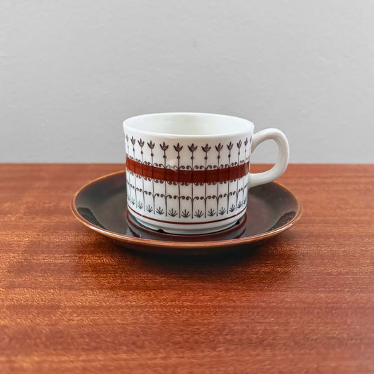 Upsala-Ekeby/Gefle Smide Brown Coffee Cup with Saucer