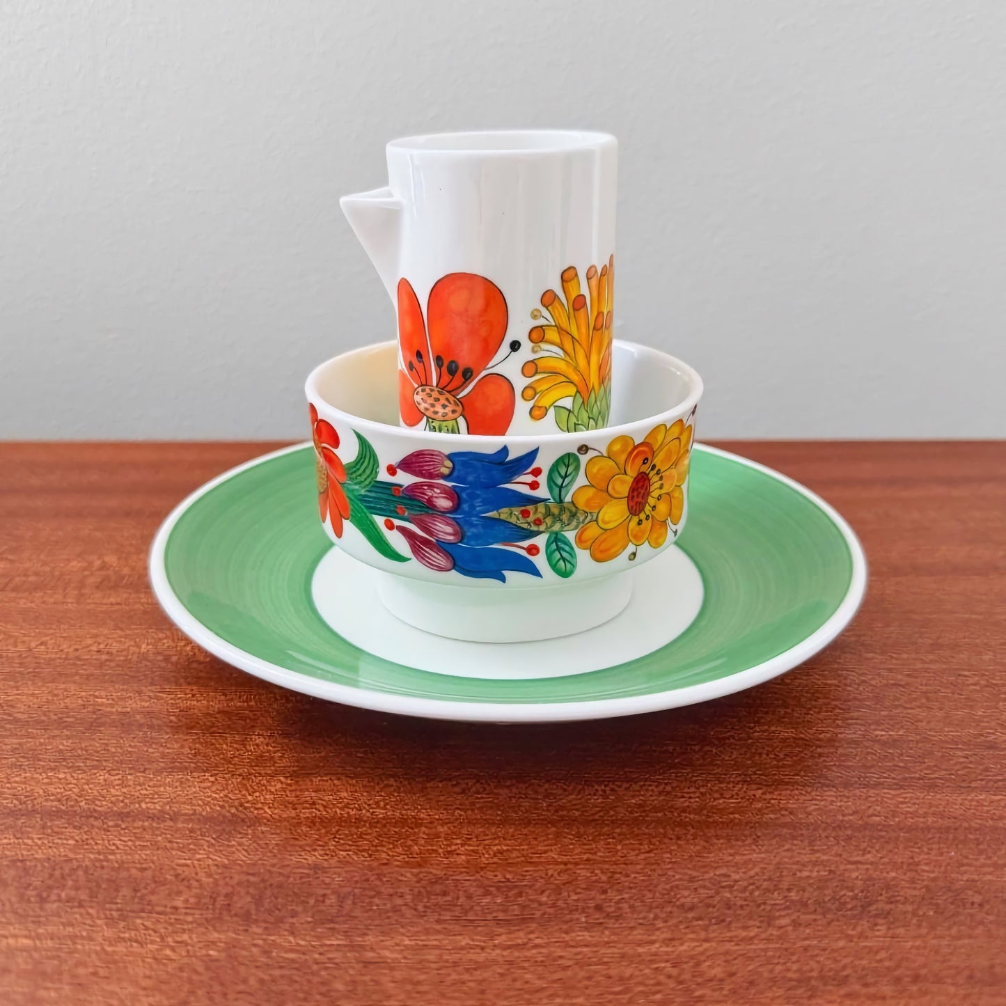 Gustavsberg Tahiti Sugar Bowl, Creamer and Plate