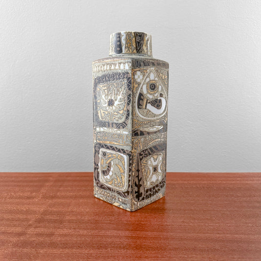 Nils Thorsson Royal Copenhagen Baca Vase (719/3239), vintage ceramic vase with stylised floral and bird motif, Scandinavian home decor