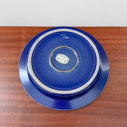 Richard Manz Knabstrup Blue Stoneware Decorative Dish in rich blue glaze with concentric bands and maker mark visible on underside
