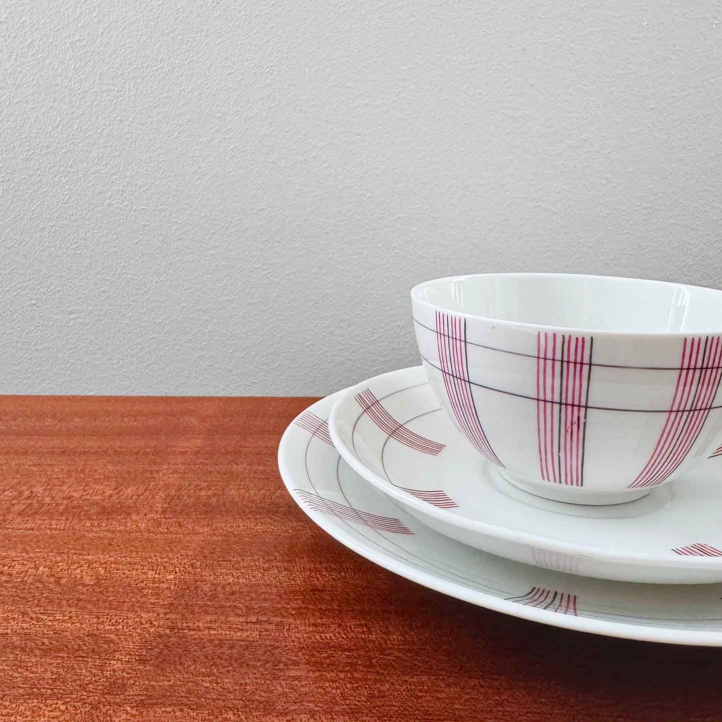 Rörstrand Striped Tea Cup Trio Set