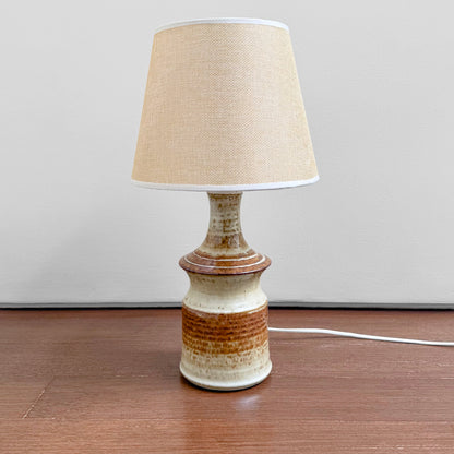 Søholm 3058 Brown Stoneware Table Lamp in ceramic with multitone brown glaze and new fabric shade vintage Nordic lighting for home decor