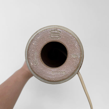 Underside view of Søholm 3059 Brown Stoneware Table Lamp showing impressed maker stamp and electrical cord