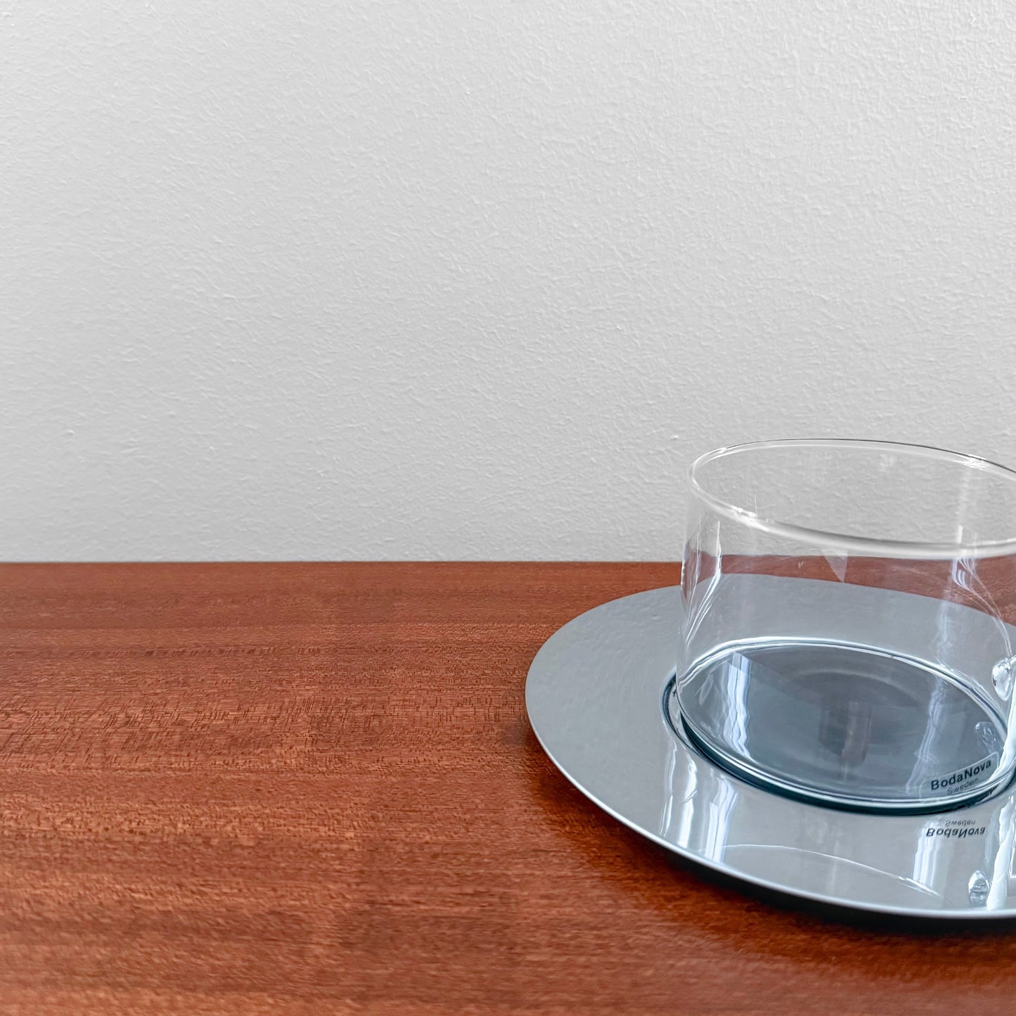 Signe Persson-Melin Boda Nova Glass Coffee Cup with Steel Saucer